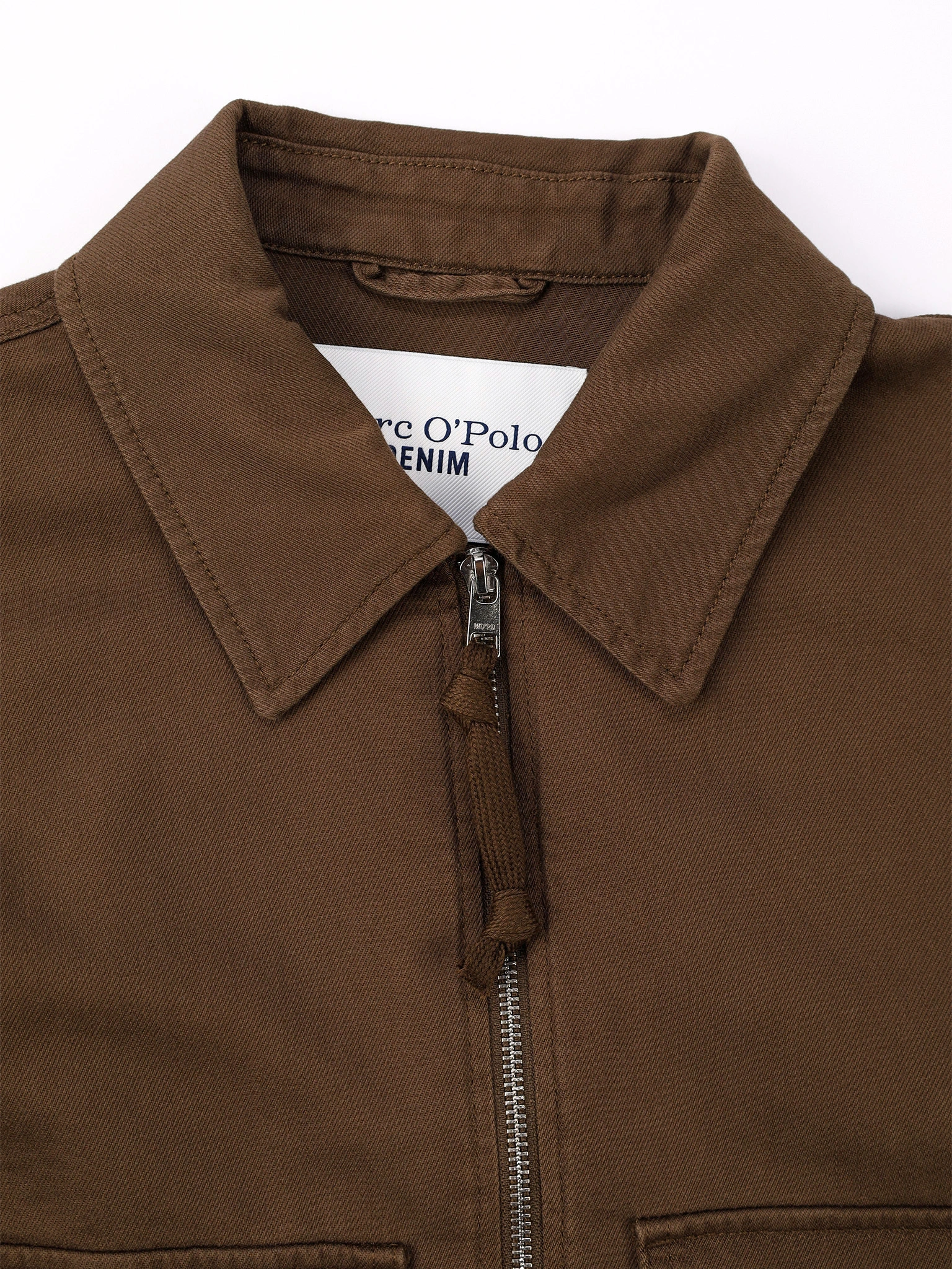 Куртка укороченная темно-коричневого цвета из смесового хлопка